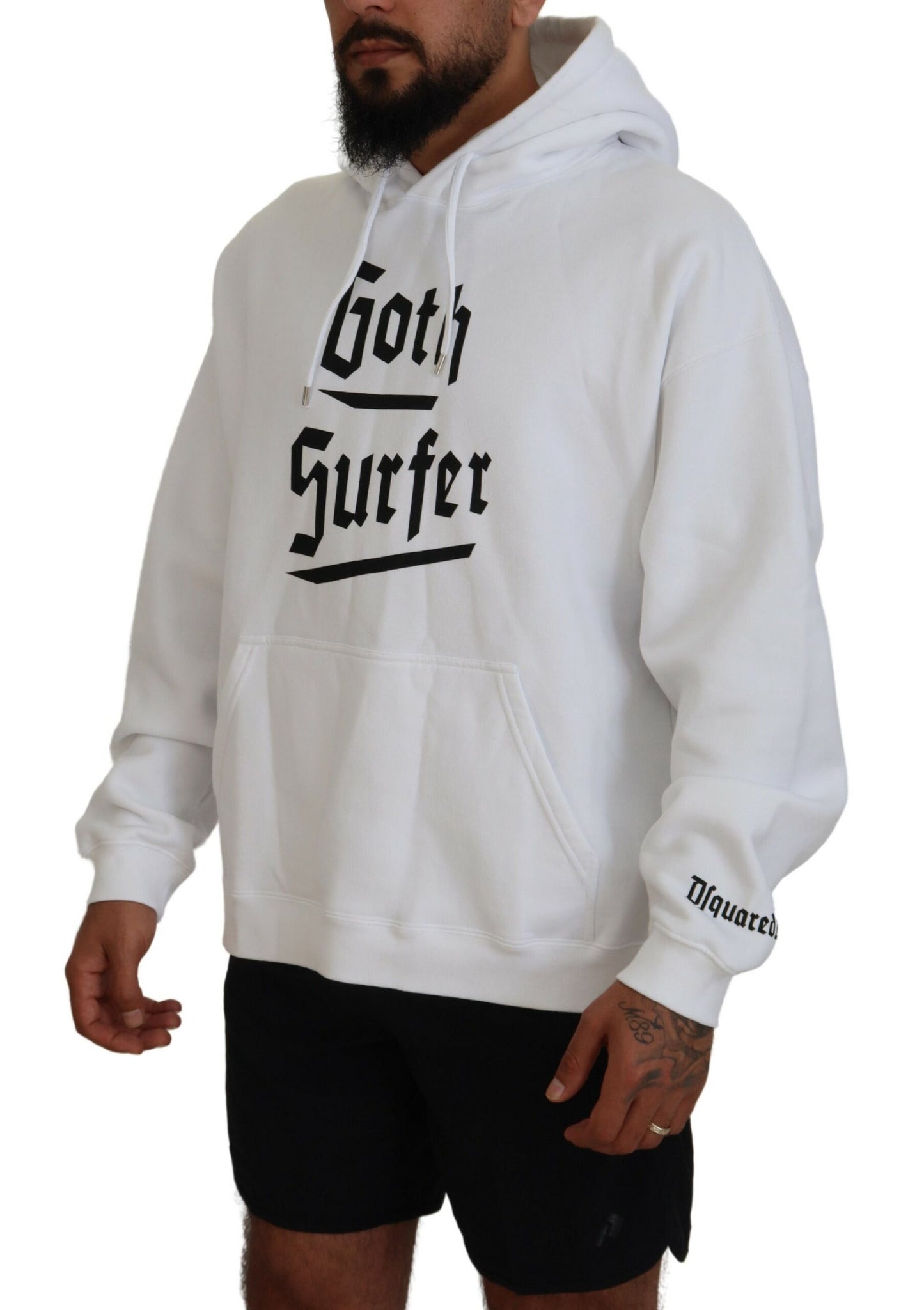 Dsquared² White Cotton Hooded Sweater for Men