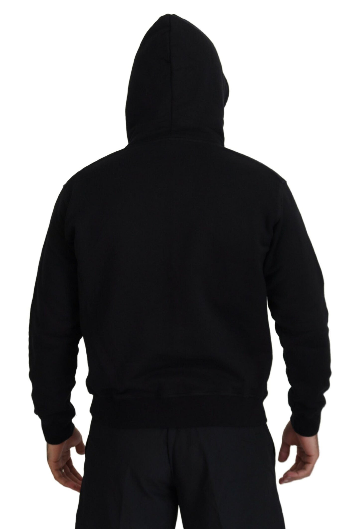 Dsquared² Black Cotton Hooded Sweater Printed Men's Sweater