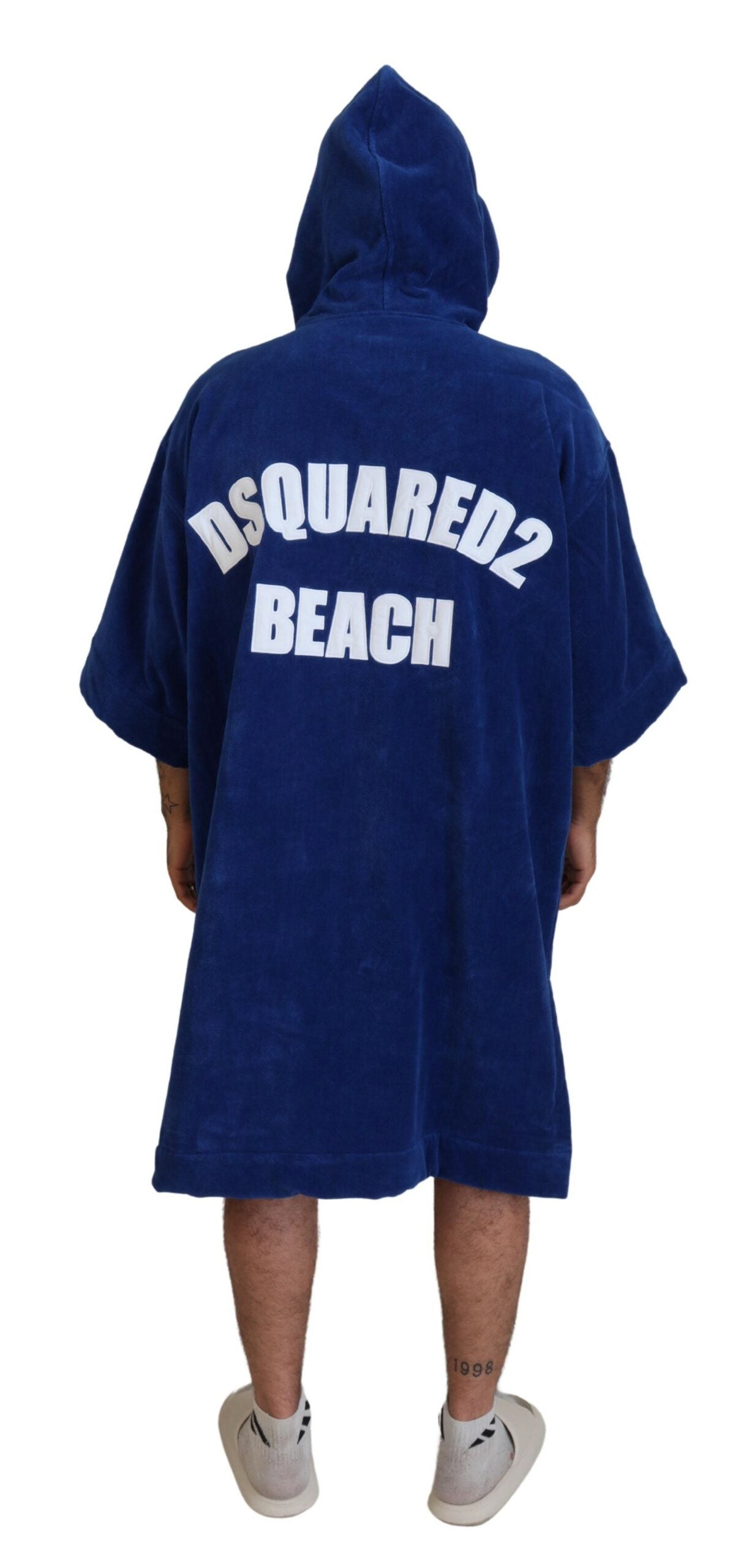 Dsquared² Blauer Poncho Männer Kapuzen-Strandbekleidung Wechselbademantel