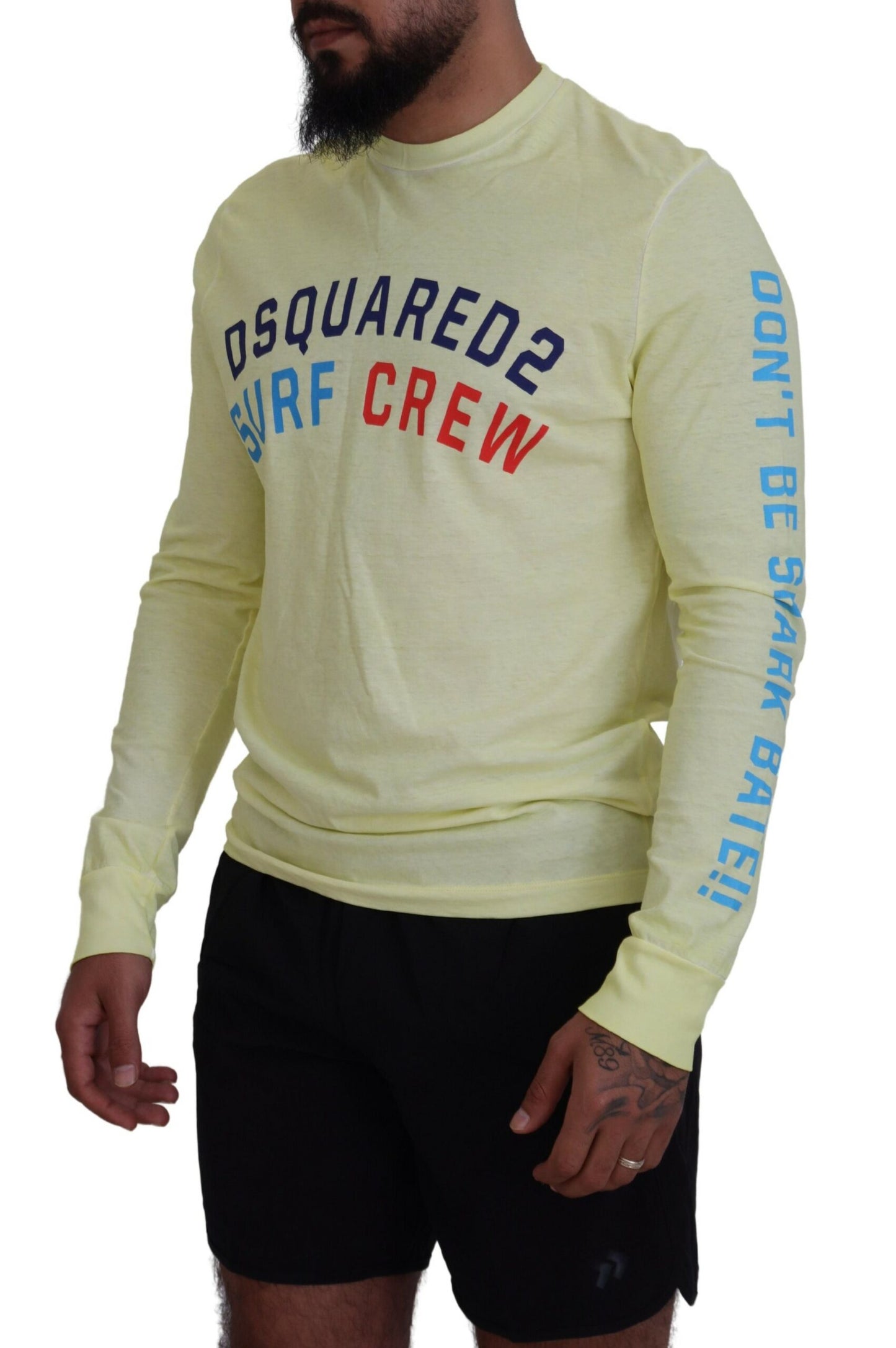 Dsquared² Yellow colorful printed long sleeve top T-shirt