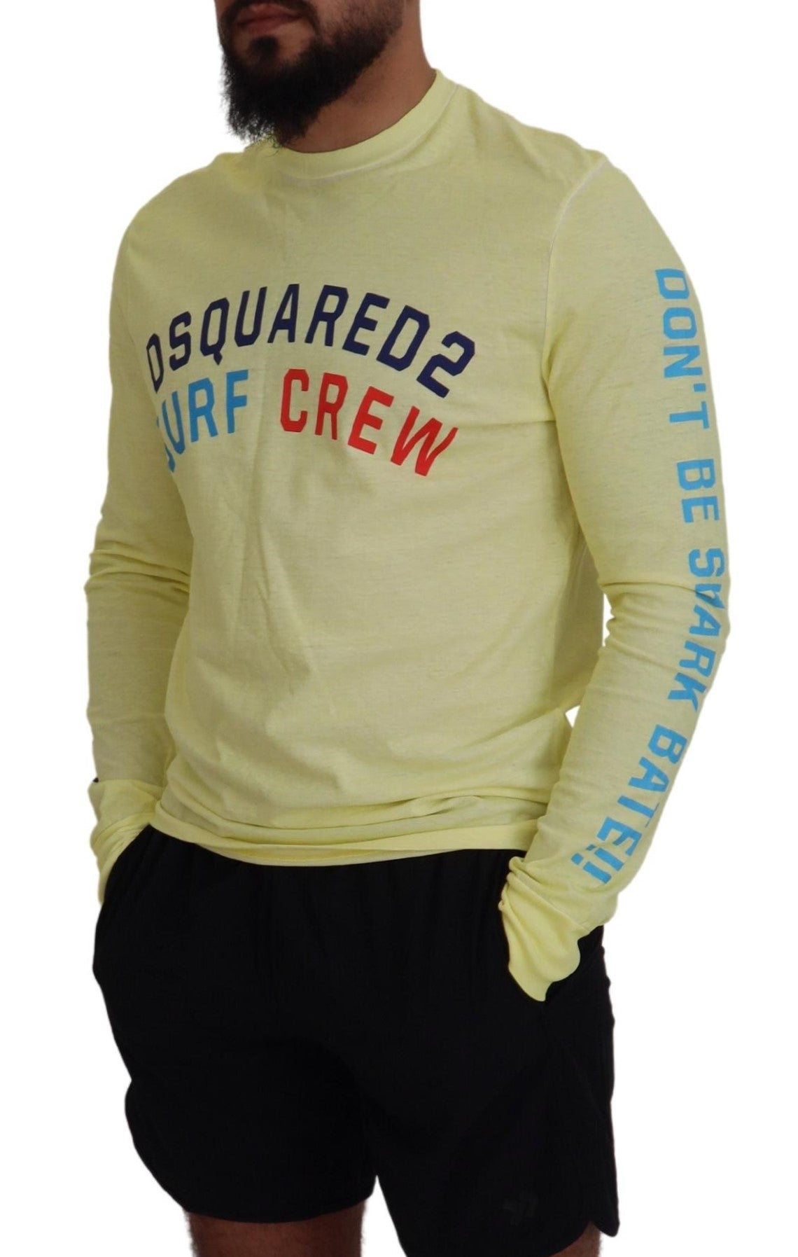 Dsquared² Yellow colorful printed long sleeve top T-shirt