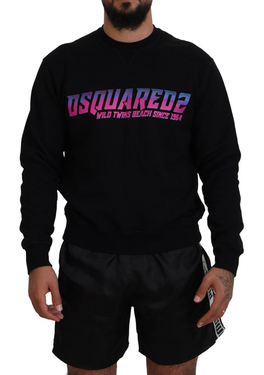 Dsquared² Schwarzer Logo-Druck Langarm-Pullover für Männer