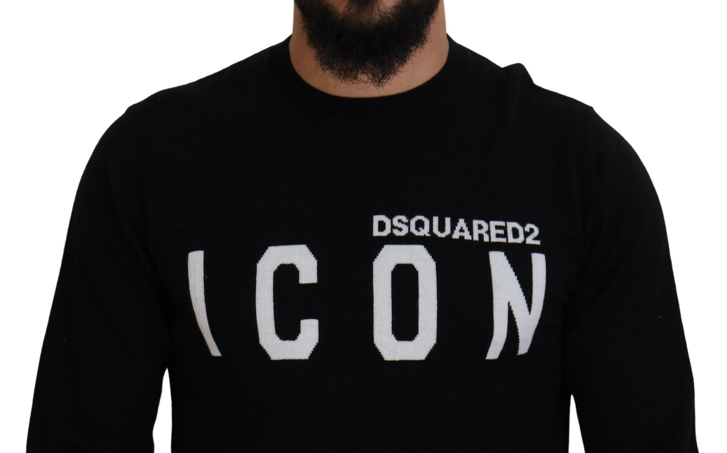 Dsquared² Musta Logo Print pitkähihainen pusero miehille