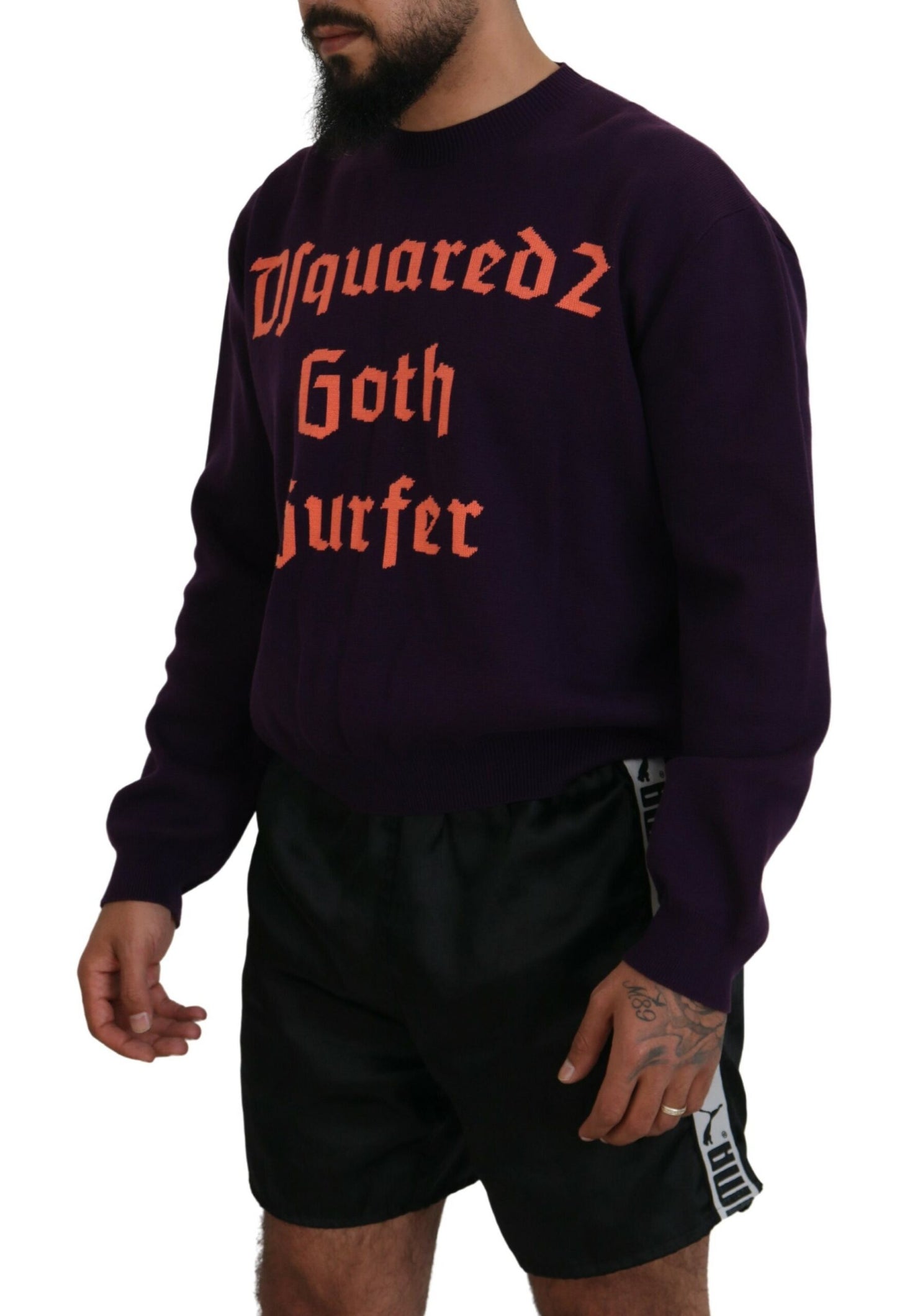 Dsquared² Purple Cotton Printed Men's Sweater Pullover