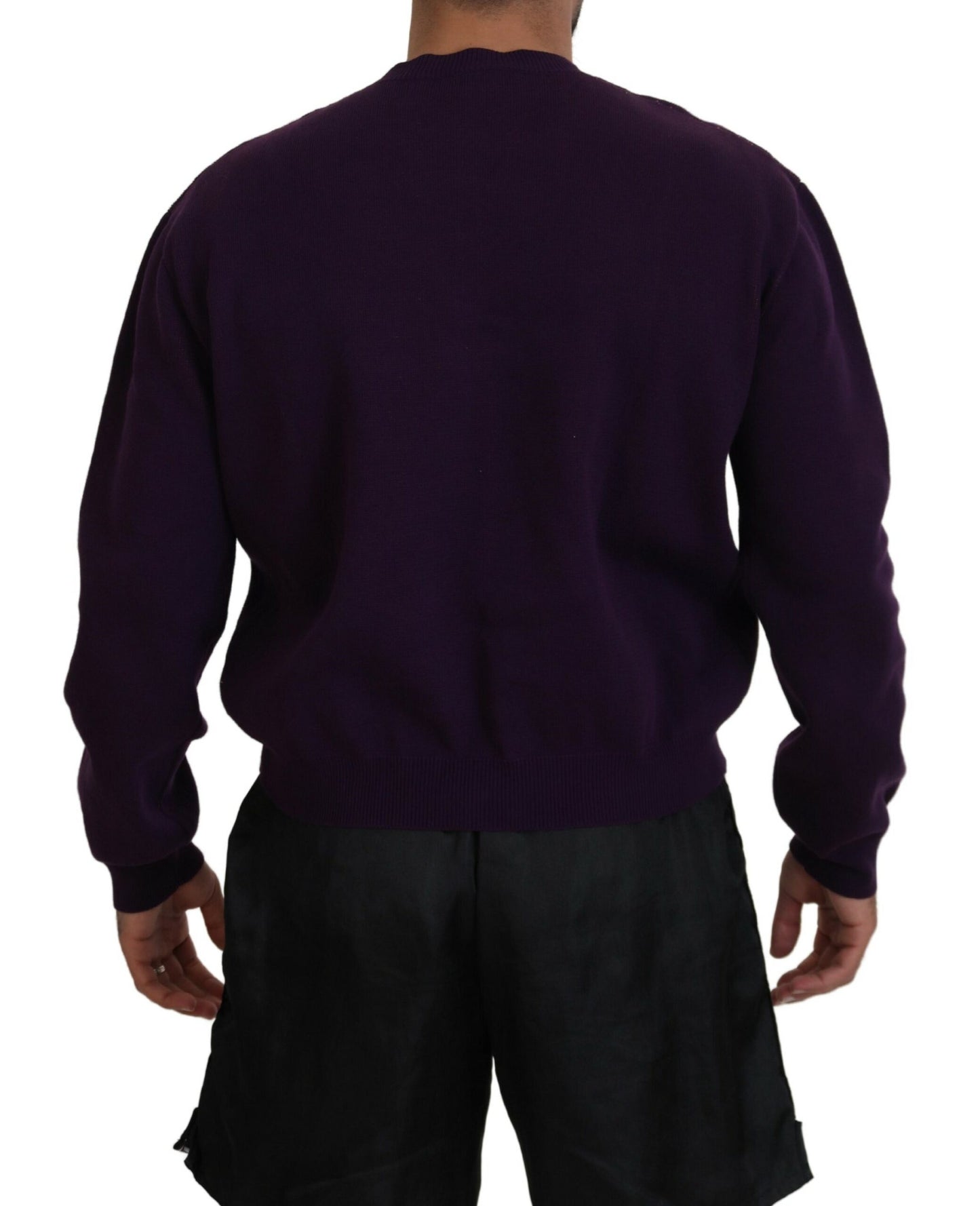 Dsquared² Purple Cotton Printed Men's Sweater Pullover