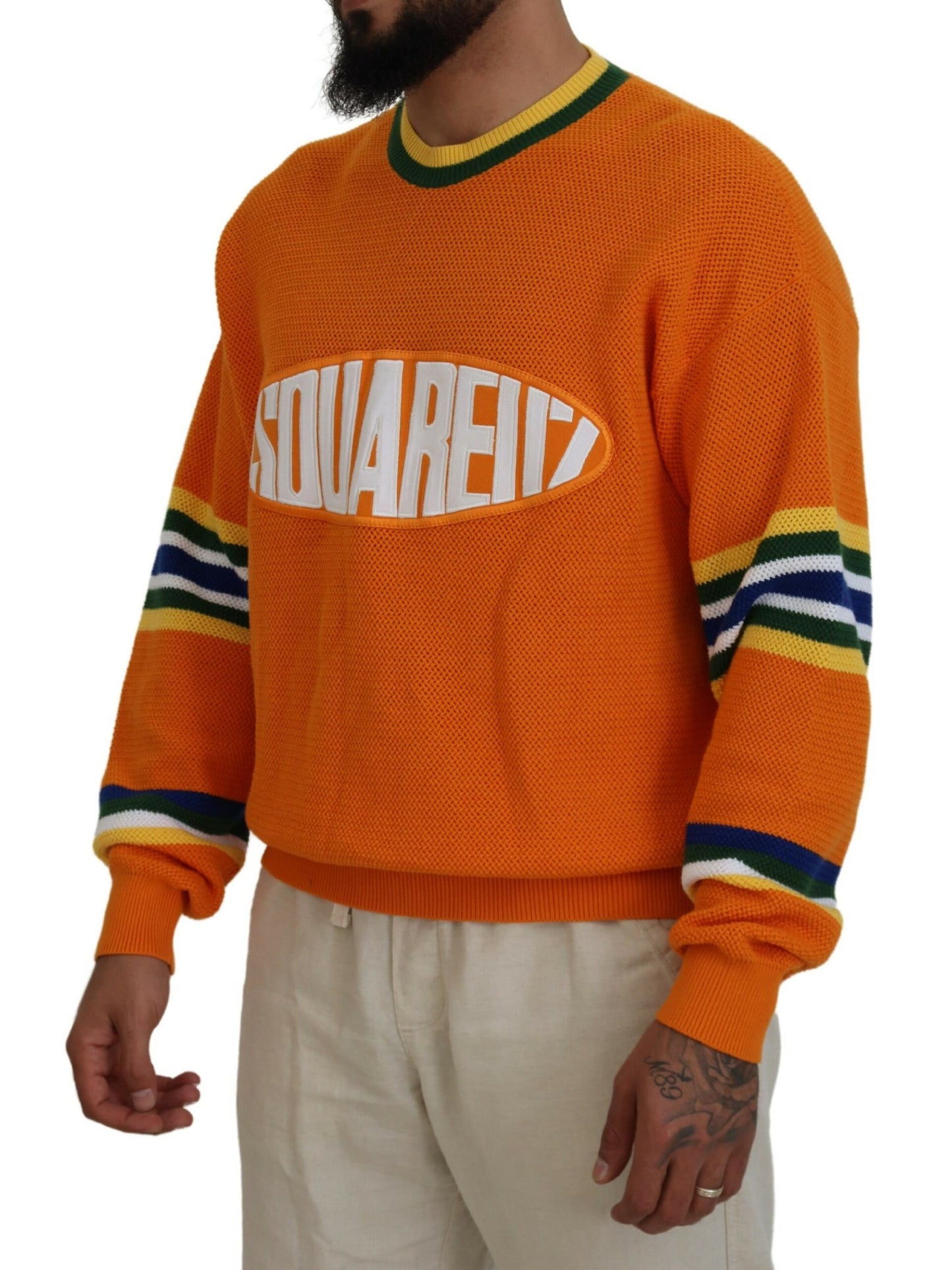 Dsquared² Orange Printed Long Sleeve Sweater for Men