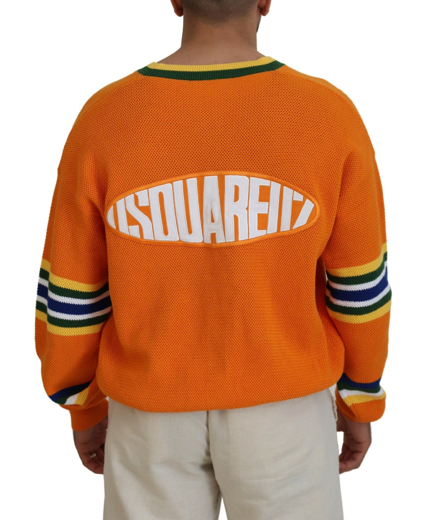 Dsquared² Orange Cotton Long Sleeve Men Cardigan Sweater