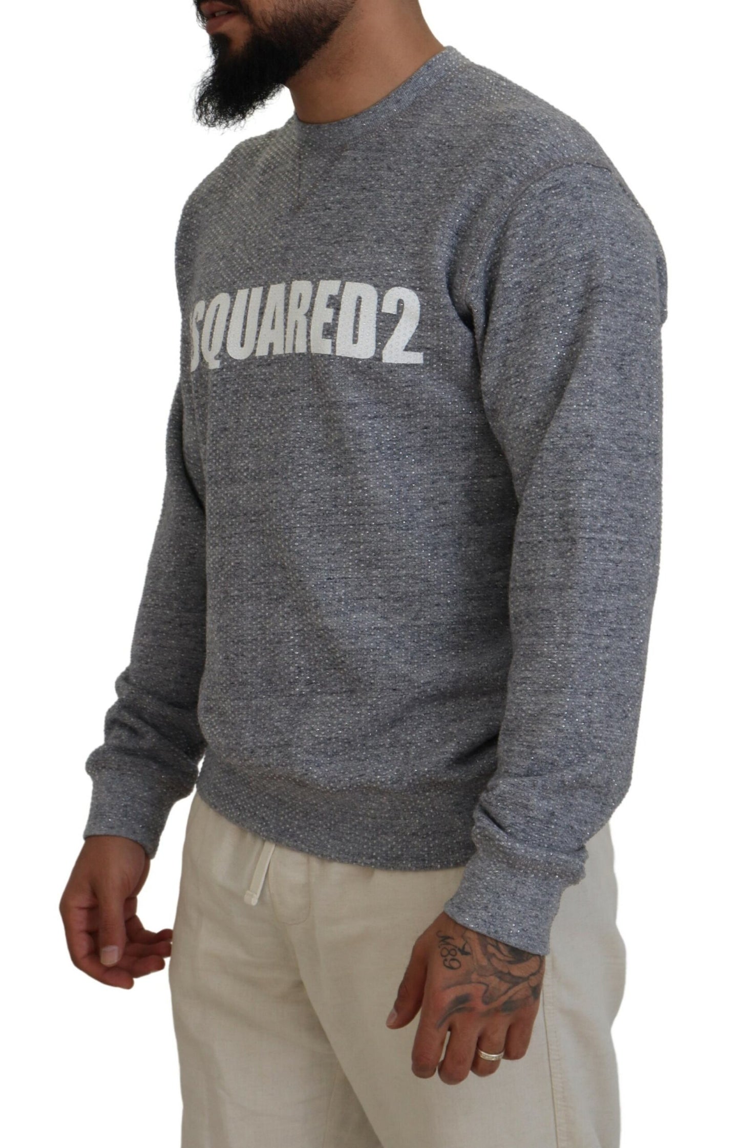 Dsquared² Gray Sweater with Crystal Embellishment for Men