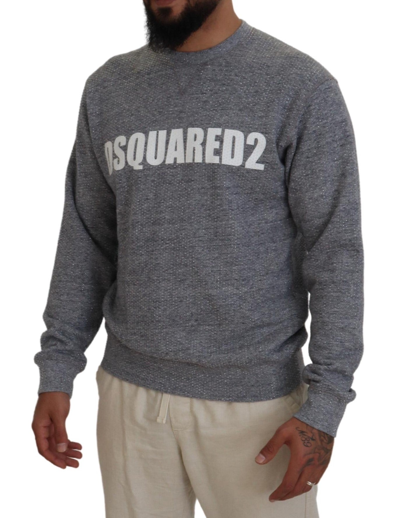 Dsquared² Gray Sweater with Crystal Embellishment for Men