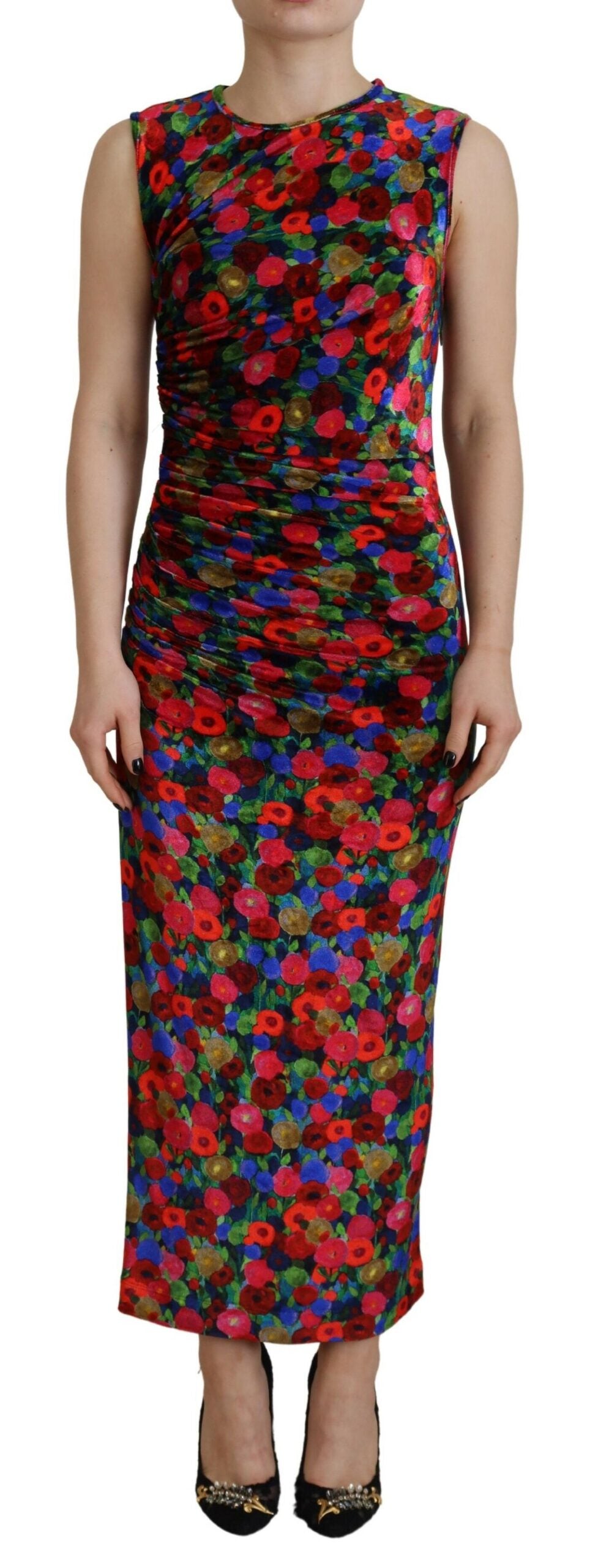 Dsquared² Multicolor Floral Bodycon gerafftes Maxikleid