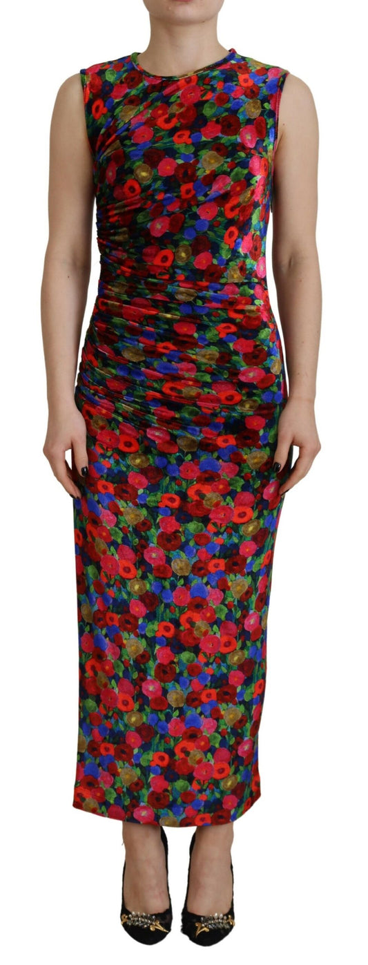 Dsquared² Monivärinen kukkainen Bodycon Ruched Maxi -mekko