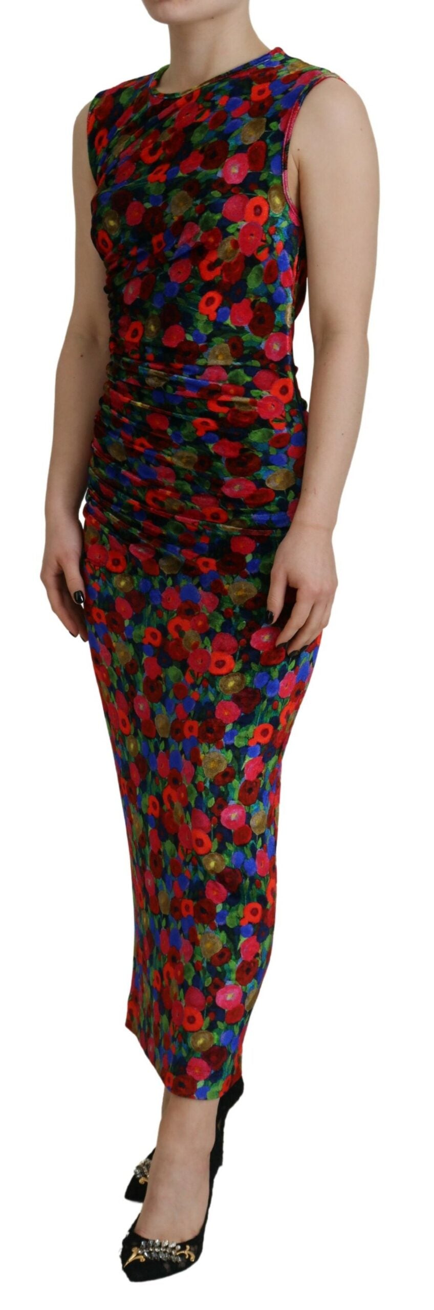 Dsquared² Multicolor Floral Bodycon gerafftes Maxikleid