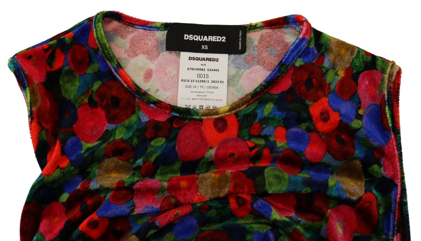 Dsquared² Multicolor Floral Bodycon gerafftes Maxikleid