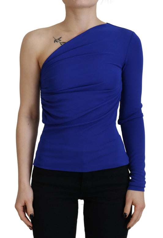 Dsquared² Blaue Viskose One Shoulder Slim Fit Bluse Top