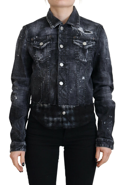 Dsquared² Graue Denim-Jacke aus gewaschener Baumwolle