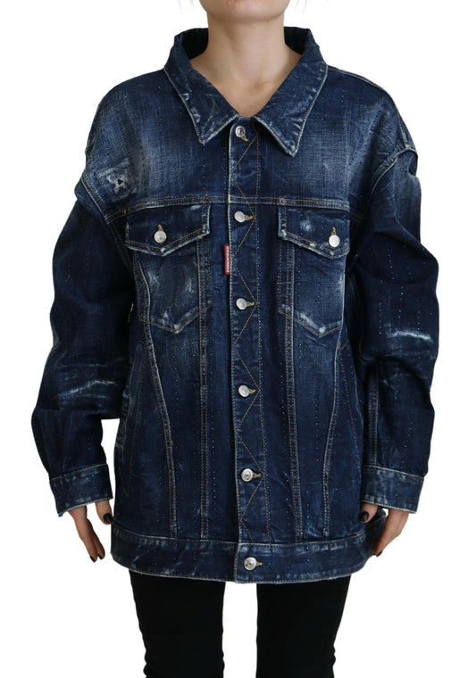 Dsquared² Blue Denim Jacket with Collar