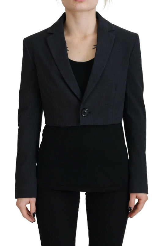 Dsquared² Black Cotton Blazer Jacket with Button Placket