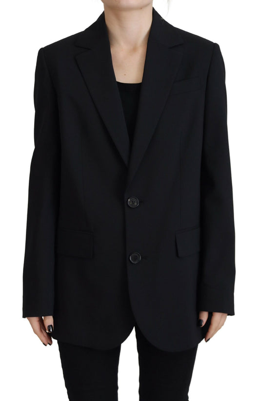 Dsquared² Schwarzer Blumenmantel einreihig Blazer