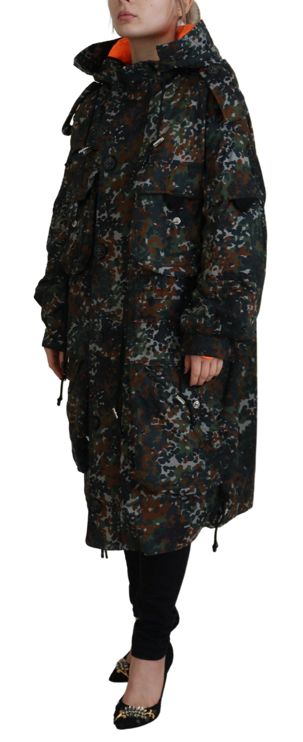 Dsquared² Green Goth Camouflage -hupullinen Parka-takki