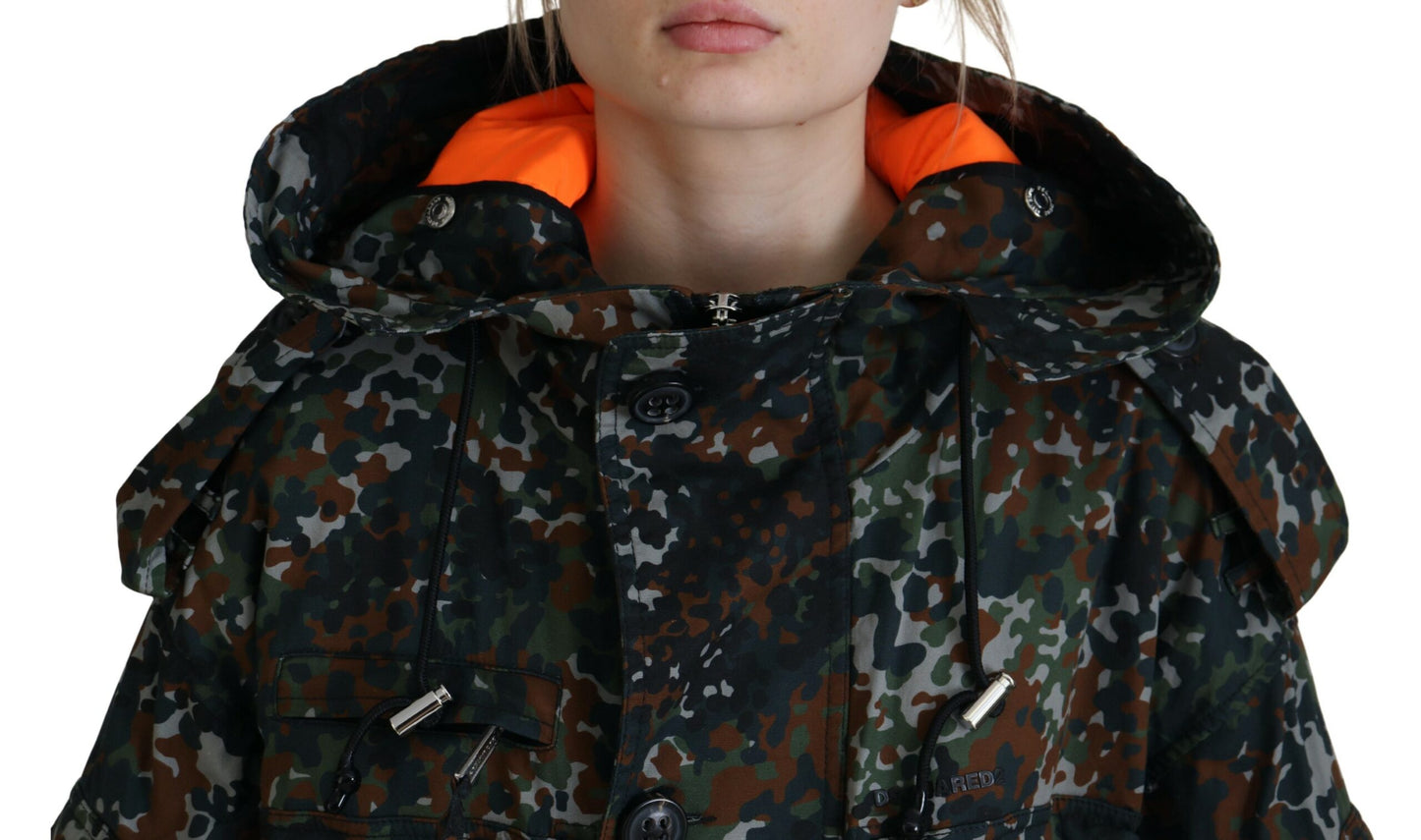 Dsquared² Green Goth Camouflage -hupullinen Parka-takki