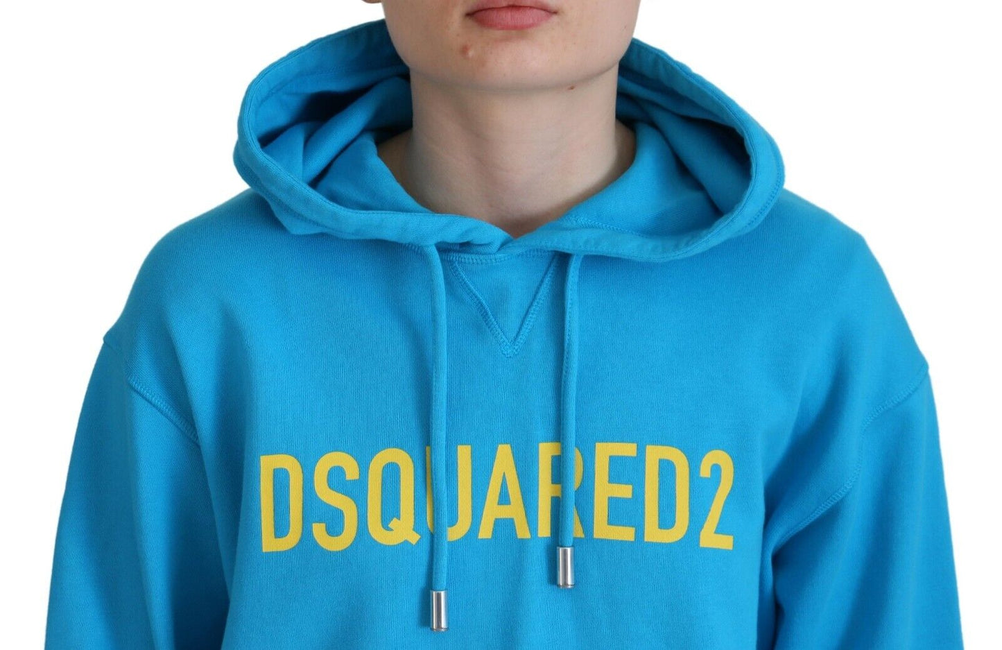 Dsquared² Blue Logo Print puuvillainen huppari collegepusero