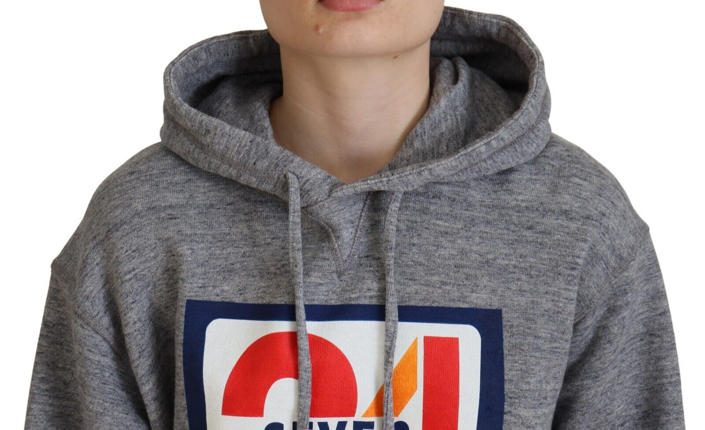 Dsquared² Grey Logo Print Cotton Hoodie Sweatshirt Pullover