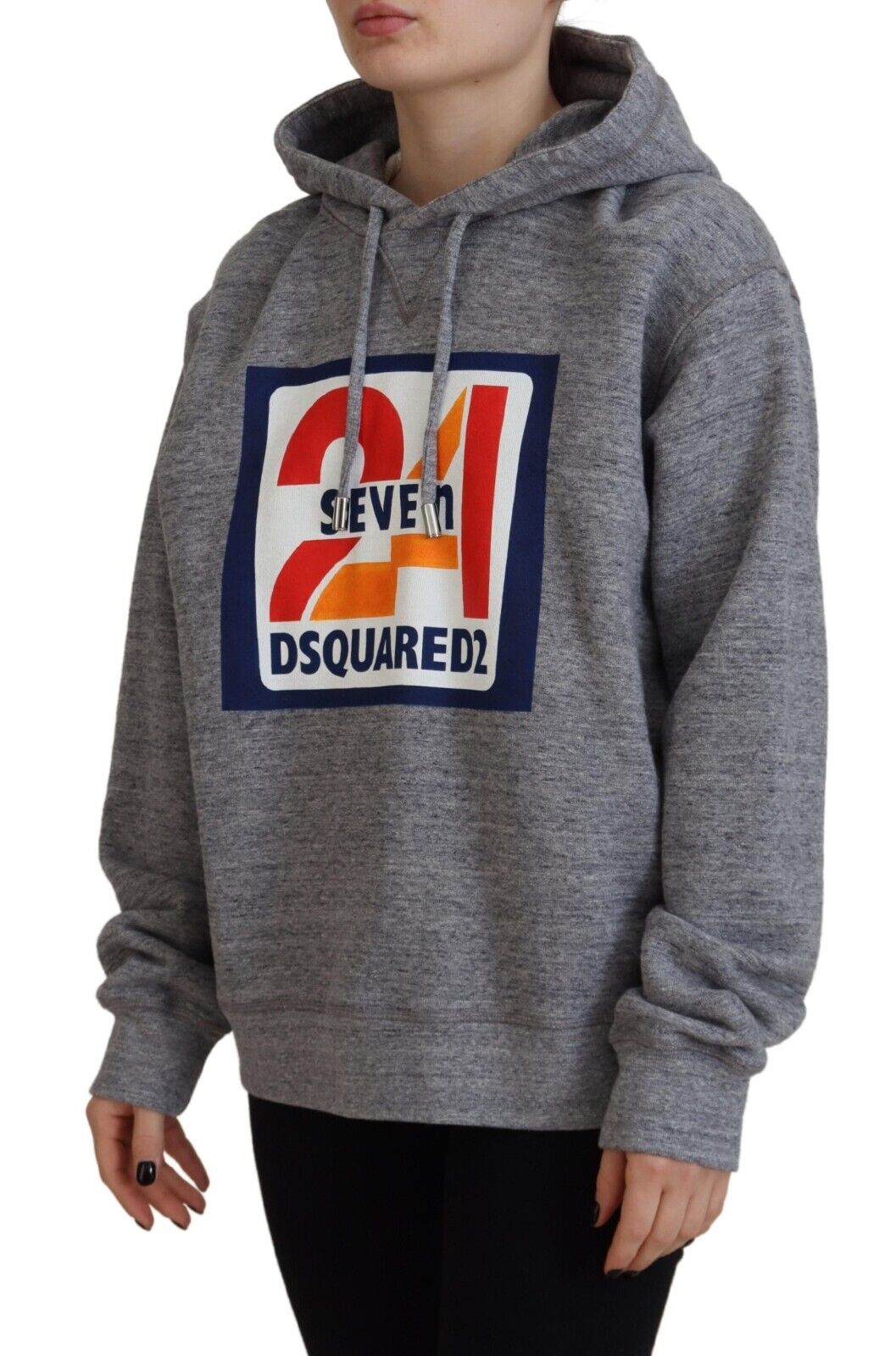 Dsquared² Grey Logo Print Cotton Hoodie Sweatshirt Pullover