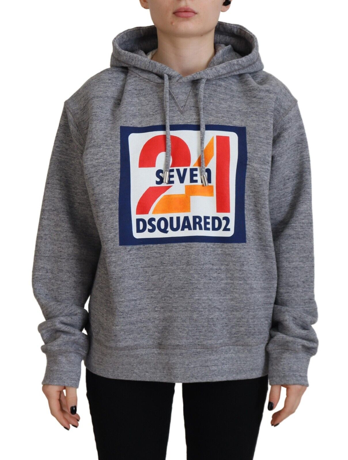 Dsquared² Grey Logo Print Cotton Hoodie Sweatshirt Pullover