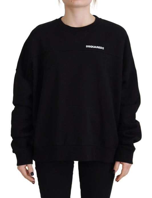 Dsquared² Black printed cotton long-sleeved sweater