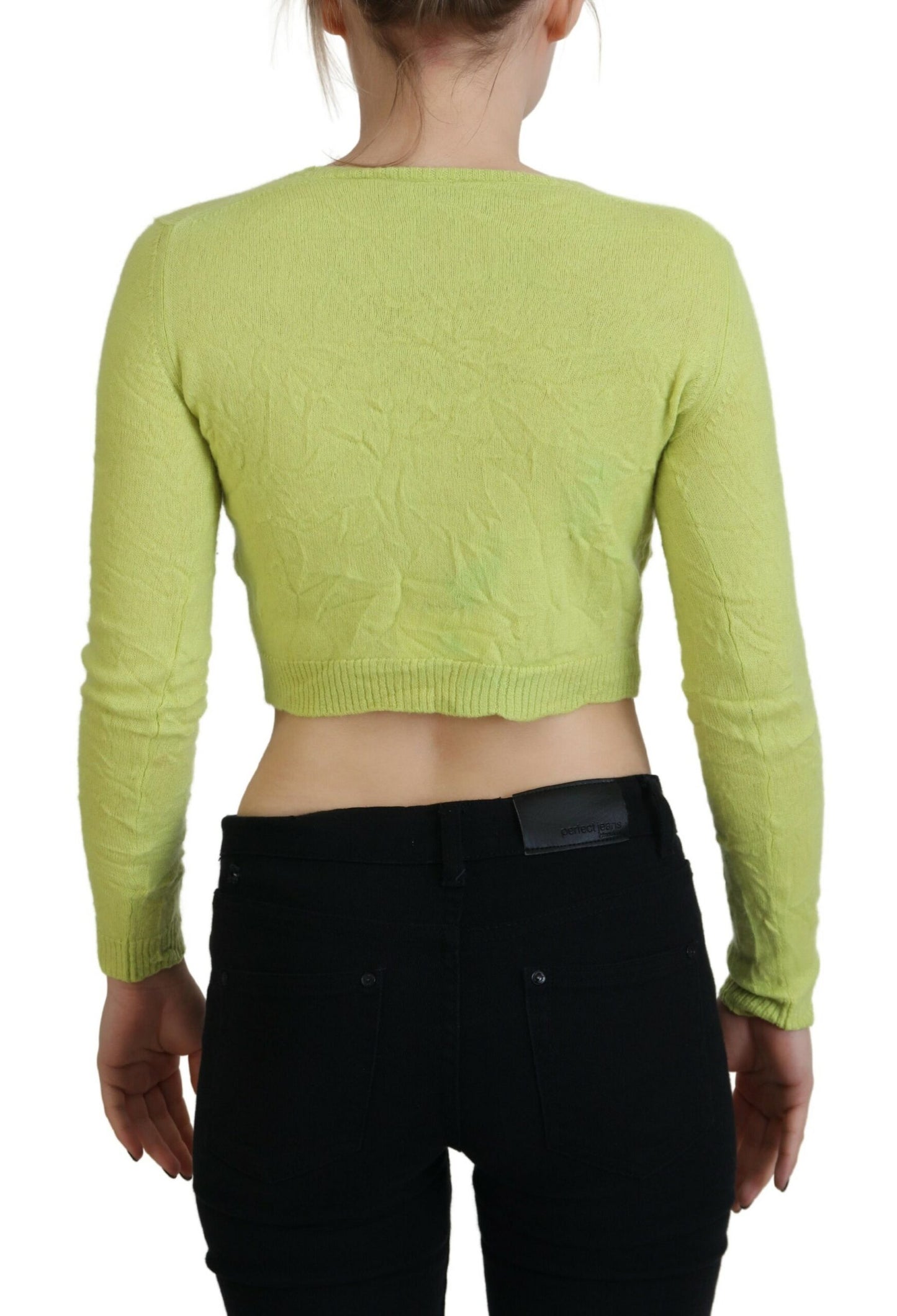 Dsquared² Yellow-green cashmere sweater with long sleeves