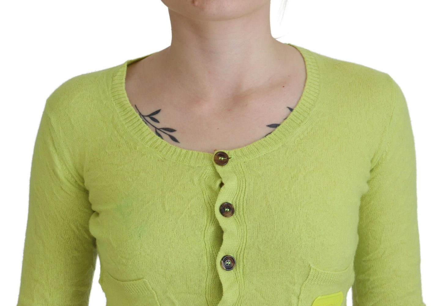 Dsquared² Yellow-green cashmere sweater with long sleeves