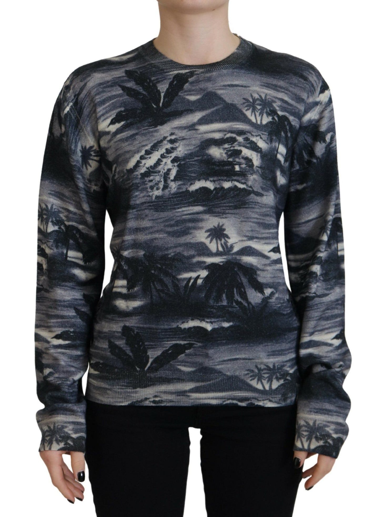 Dsquared² Black long-sleeved sweater with thunder sky print