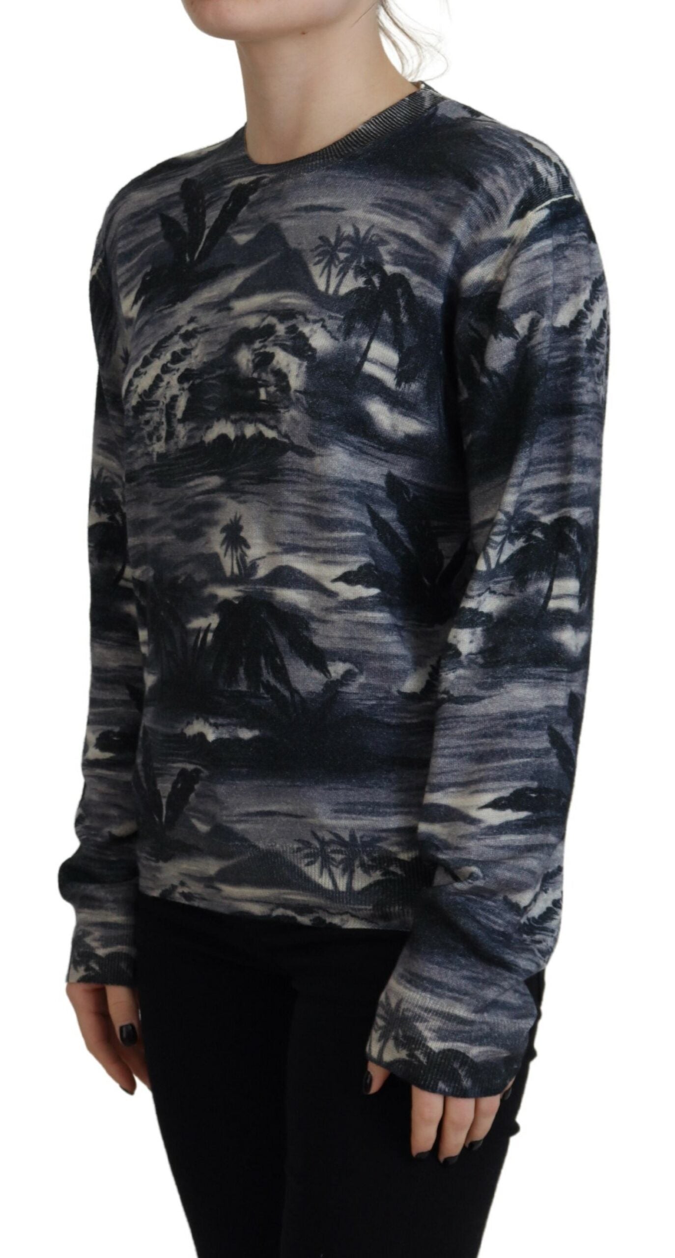 Dsquared² Black long-sleeved sweater with thunder sky print