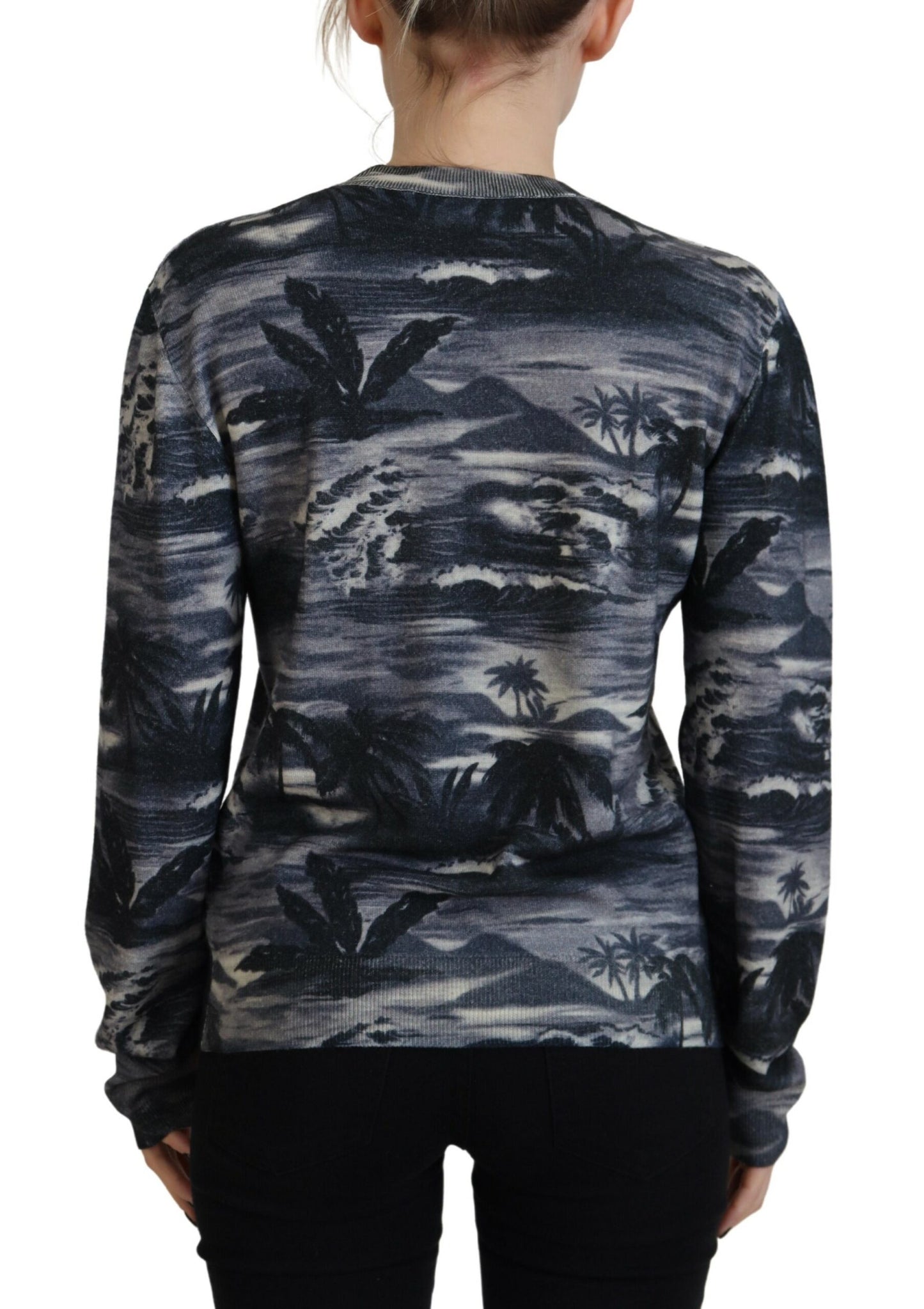 Dsquared² Black long-sleeved sweater with thunder sky print