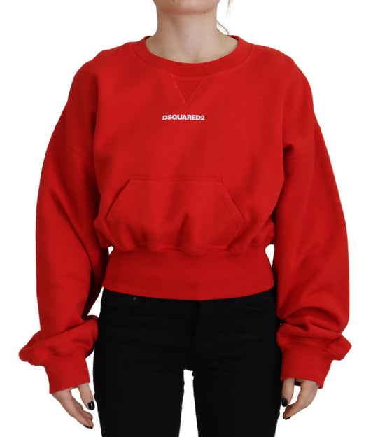 Dsquared² Rotes Logo Print Frauen Rundhalsausschnitt Langarm Pullover