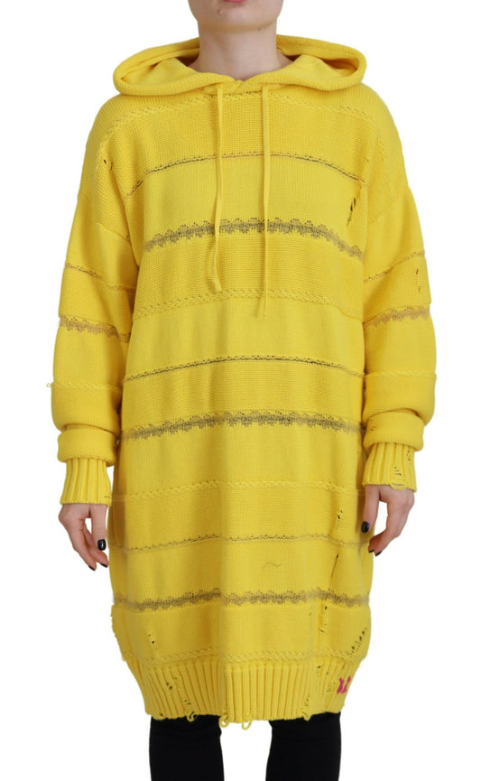 Dsquared² Yellow Cotton Knit Hooded Sweater