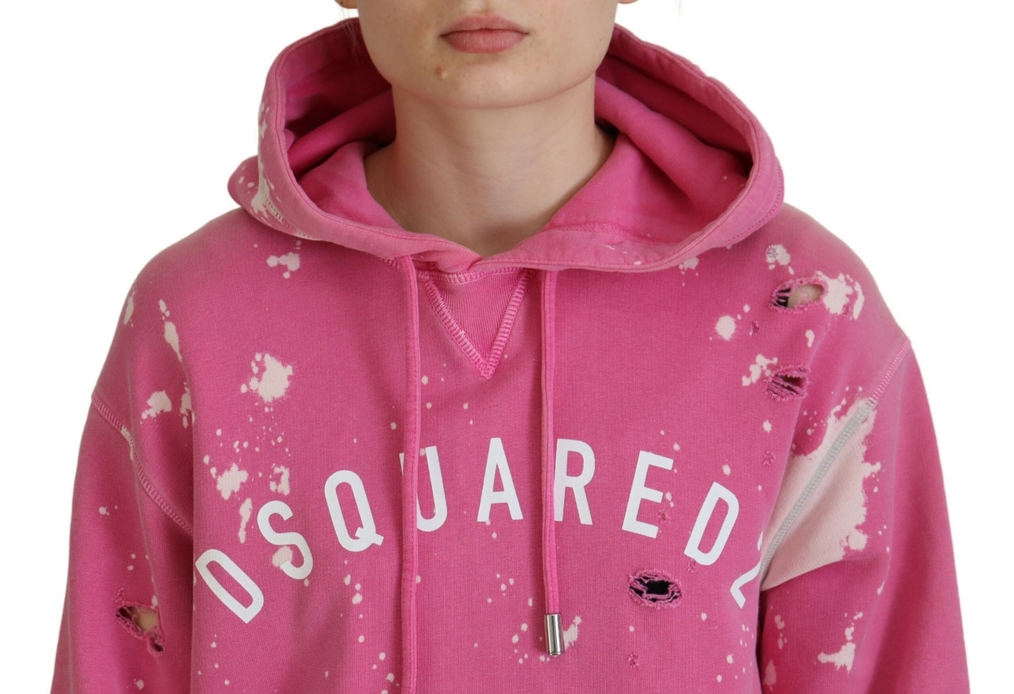 Dsquared² Pink Logo Print Cotton Hoodie Sweatshirt pusero