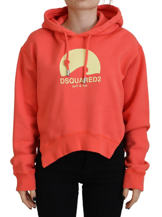 Dsquared² Pink Logo Print Cotton Hoodie Sweatshirt pusero