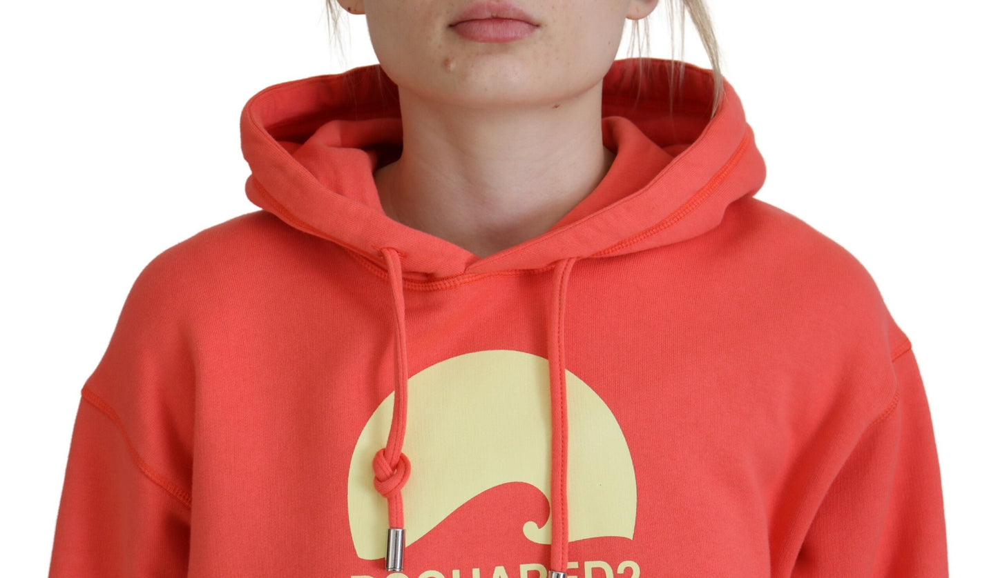 Dsquared² Pink Logo Print Cotton Hoodie Sweatshirt pusero