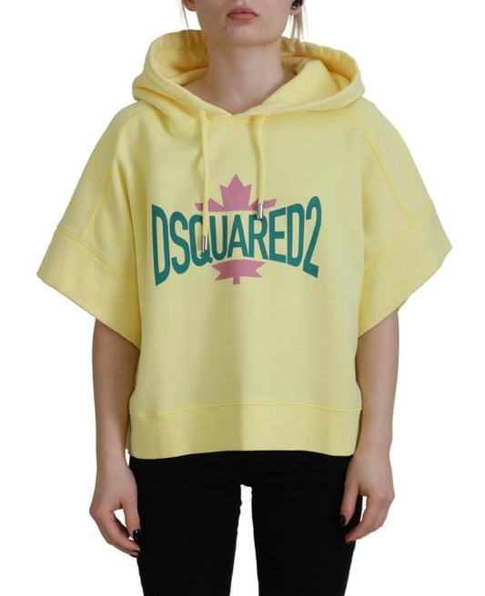 Dsquared² Yellow Logo Print Cotton Hoodie Sweatshirt Pullover