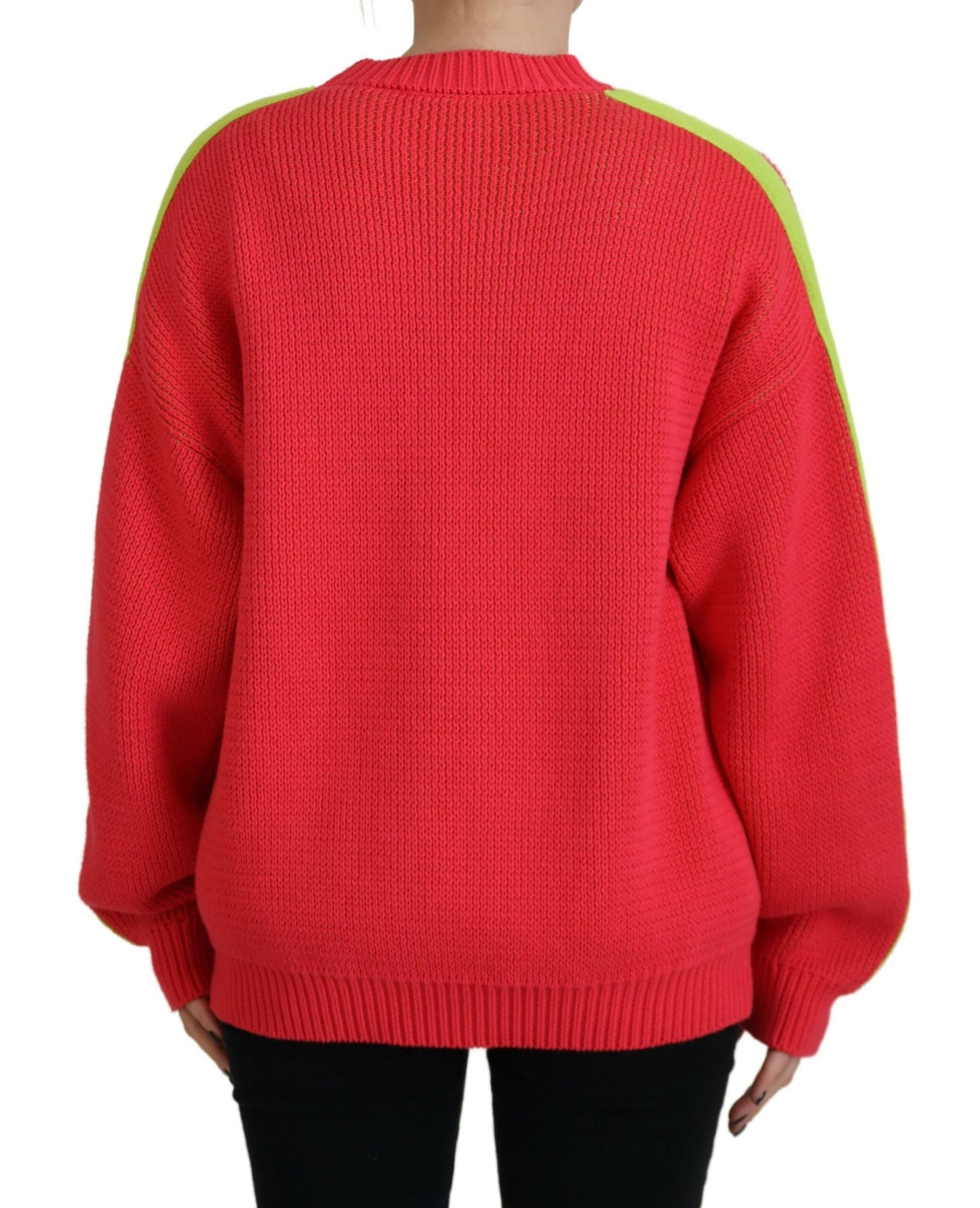 Dsquared² multicolor cotton sweater with round neck and knitted pattern