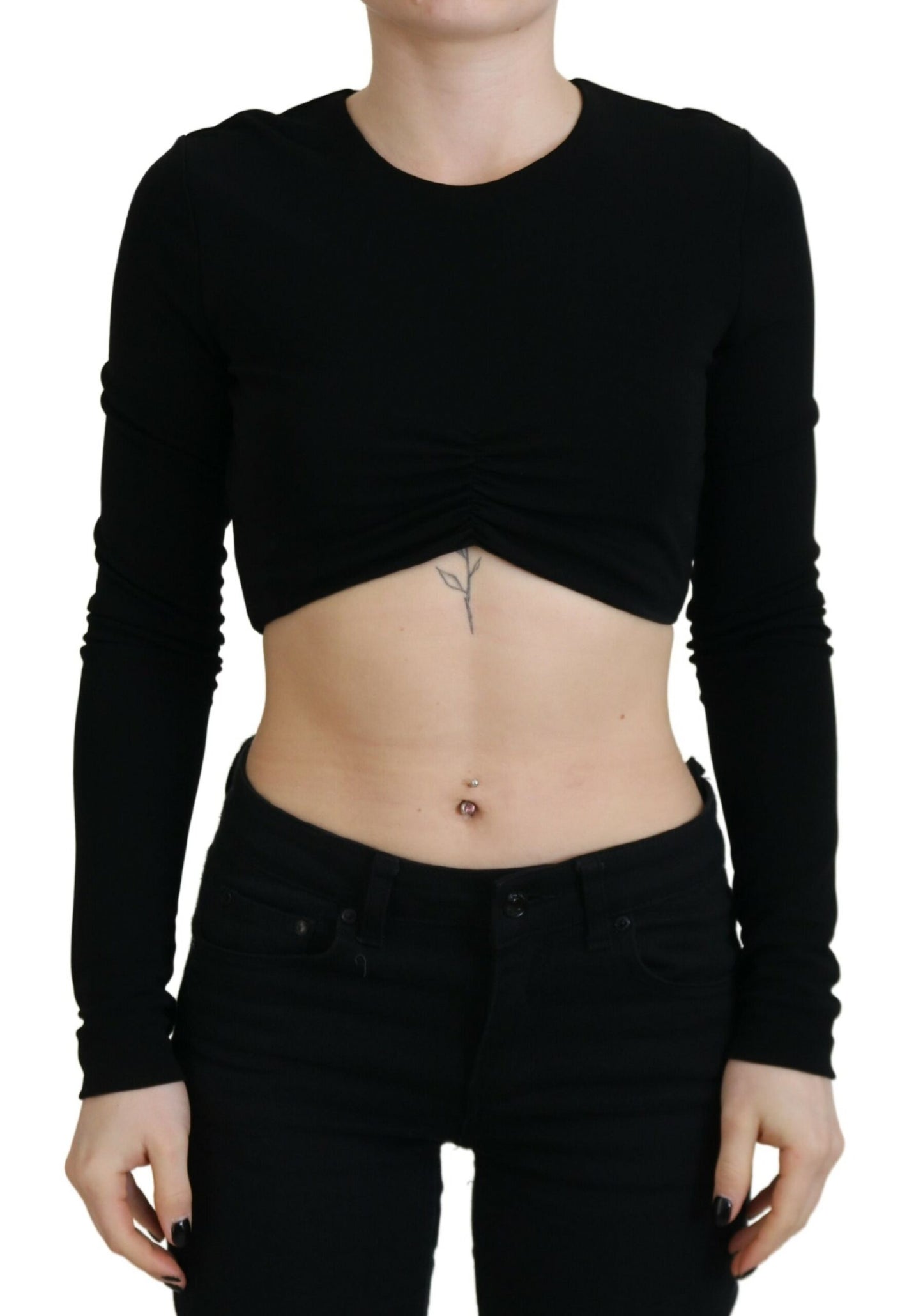 Dsquared² Black viscose top with round neck and long sleeves