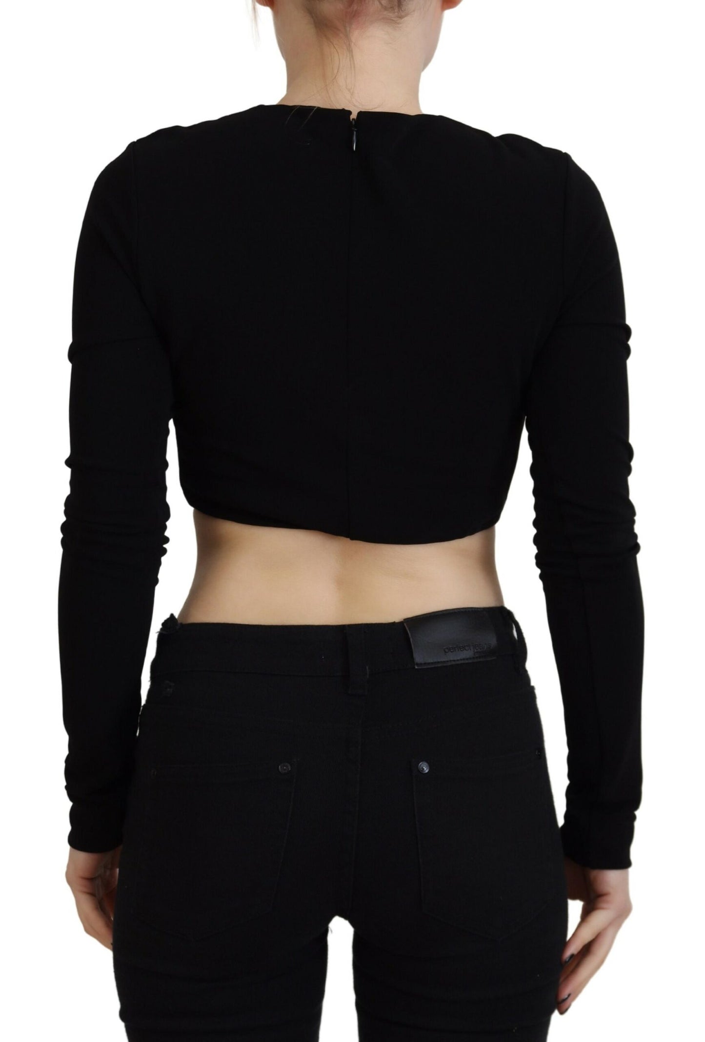 Dsquared² Black viscose top with round neck and long sleeves