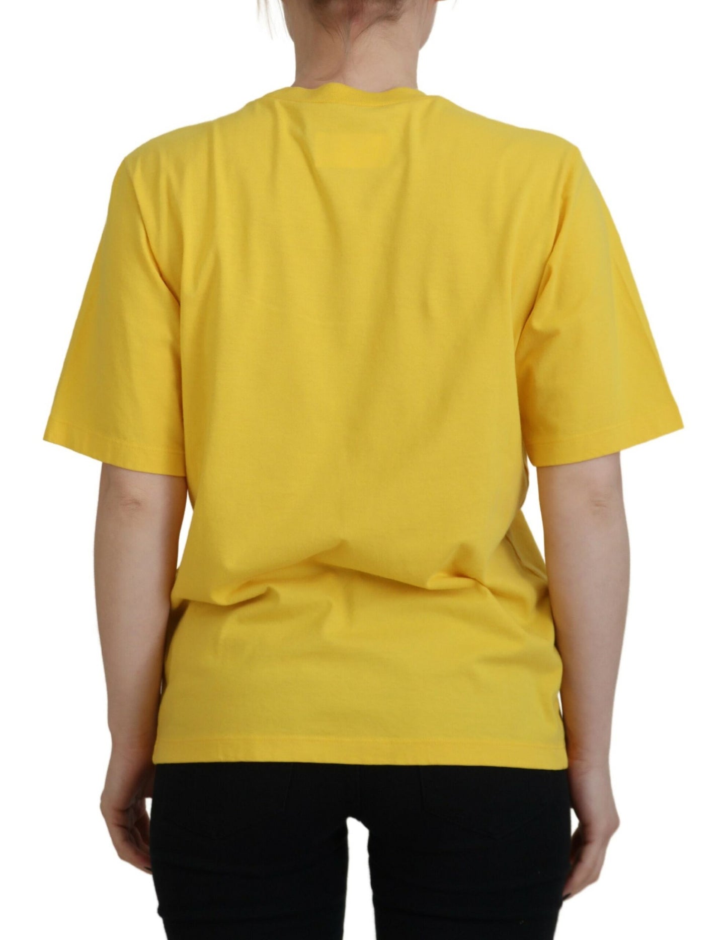 Dsquared² Yellow Logo Print Cotton Crew Neck Easy Tee T-shirt