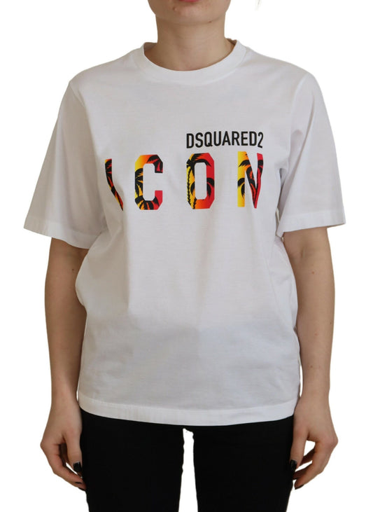 Dsquared² valkoinen puuvilla kiiltävä ikoni East Tee Crew Neck T-paita