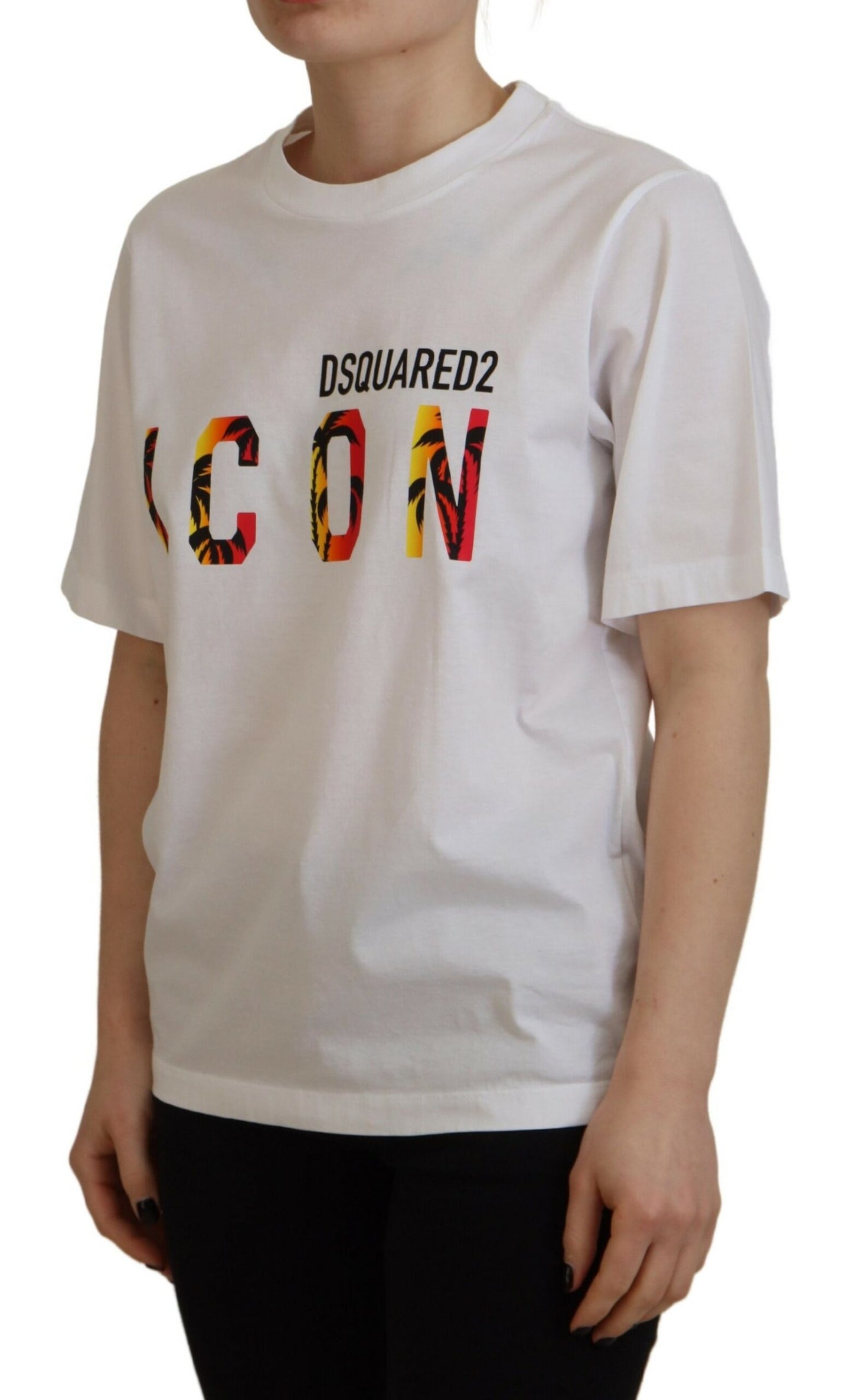 Dsquared² Weißes Baumwolle Shiny Icon East Tee T-Shirt mit Rundhalsausschnitt