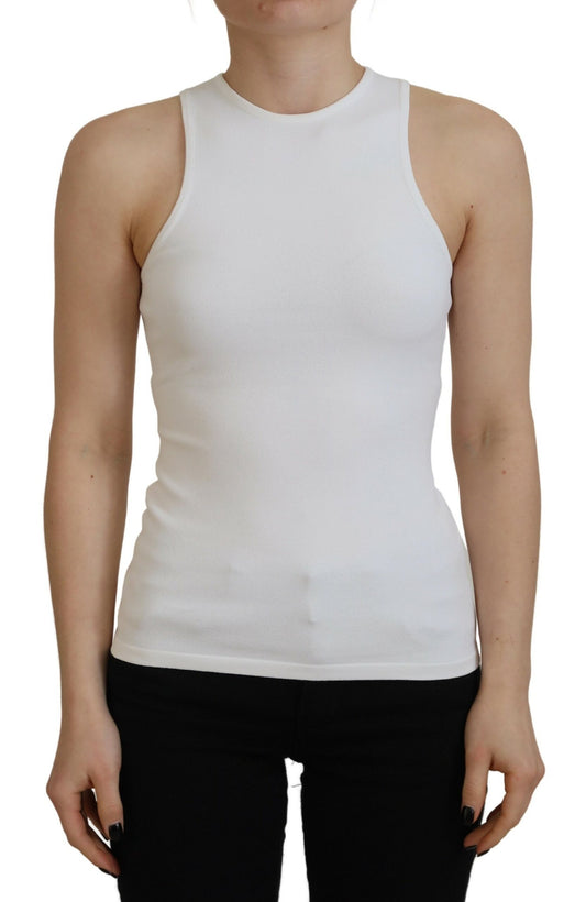 Dsquared² White Sleeveless Viscose Tank T-Shirt with Round Neck