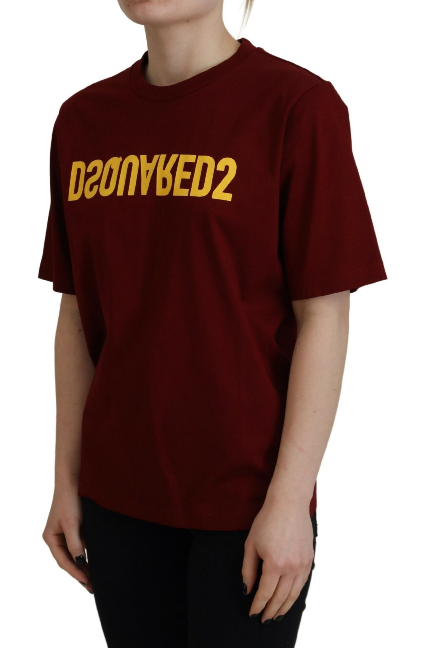 Dsquared² Kastanienbraunes Logo-Baumwoll-Crewneck-T-Shirt mit kurzen Ärmeln