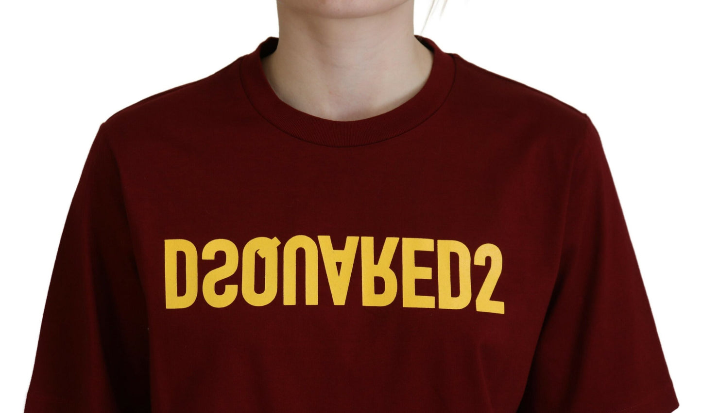 Dsquared² Kastanienbraunes Logo-Baumwoll-Crewneck-T-Shirt mit kurzen Ärmeln