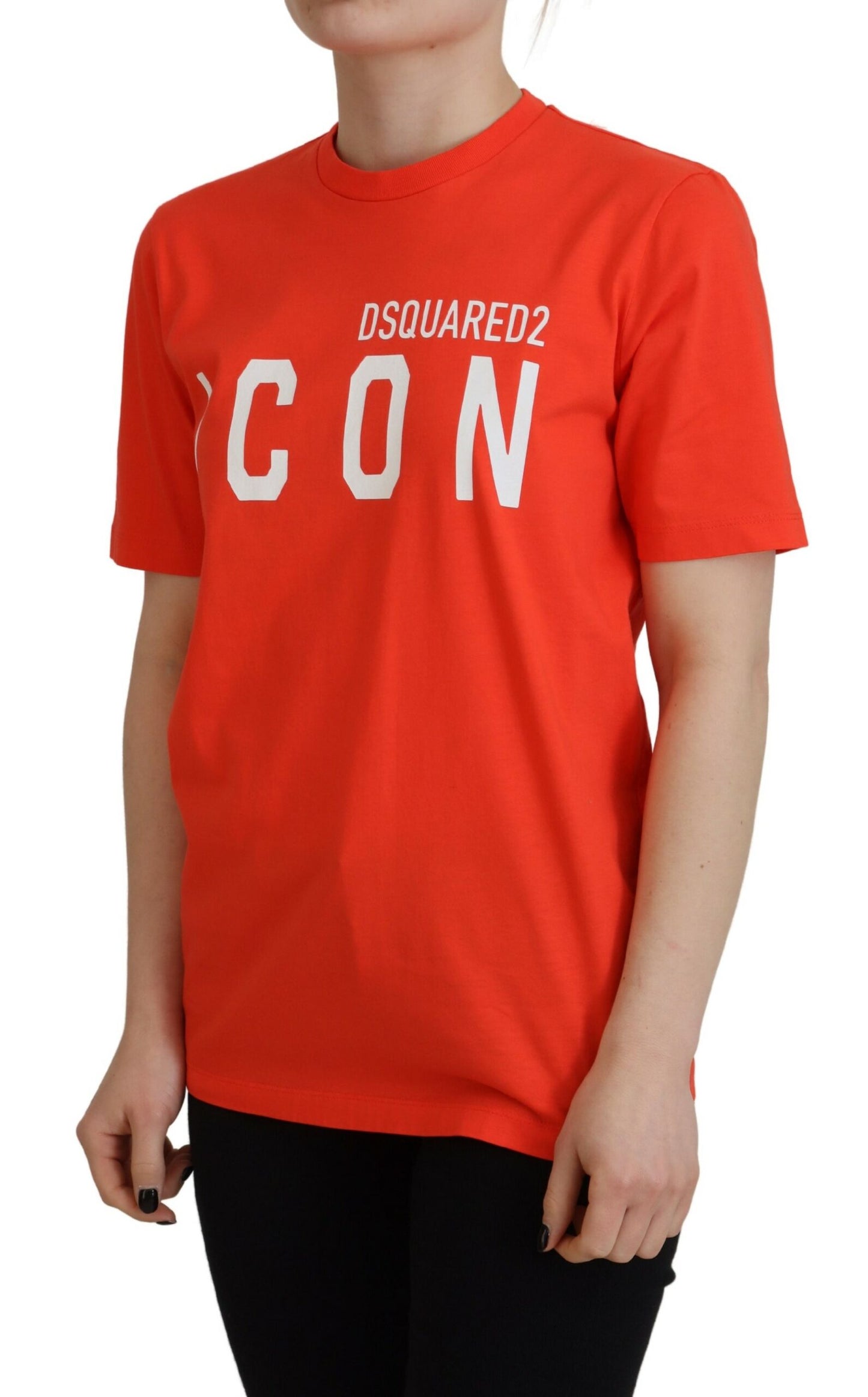 Dsquared² Orangefarbenes Baumwollglanz-Icon East Tee T-Shirt mit Rundhalsausschnitt